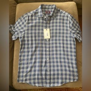 Untuckit checkered blue Short Sleeve Button Down Shirt